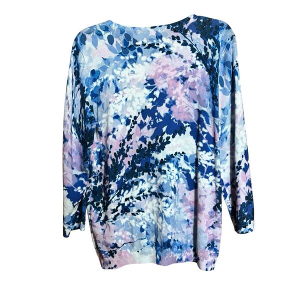 Talbots Cardigan Womens Large Multicolor Floral Abstract Button Stretch Sweater - Picture 6 of 9